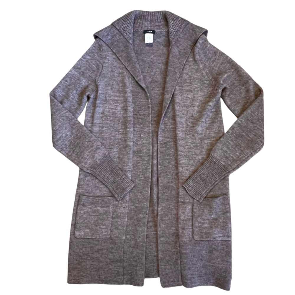 J. Crew Women’s Sz S Brown Alpaca Wool Open Front Long Cardigan Sweater